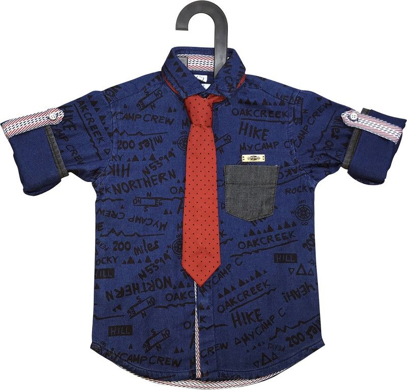 Boys Casual Shirt Tie  (Blue)