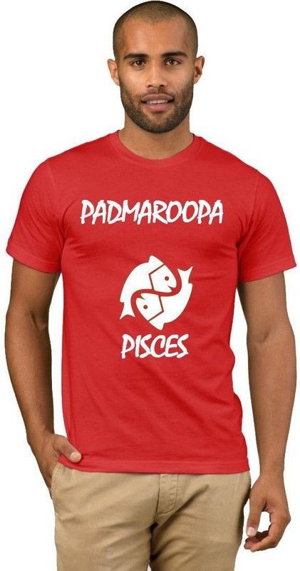 Padmaroopa Zodiac Pisces Style Fashion V02 Men Printed Round Neck Cotton Blend Red T-Shirt