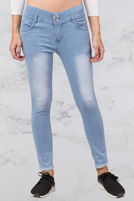 Women Slim Low Rise Light Blue Jeans