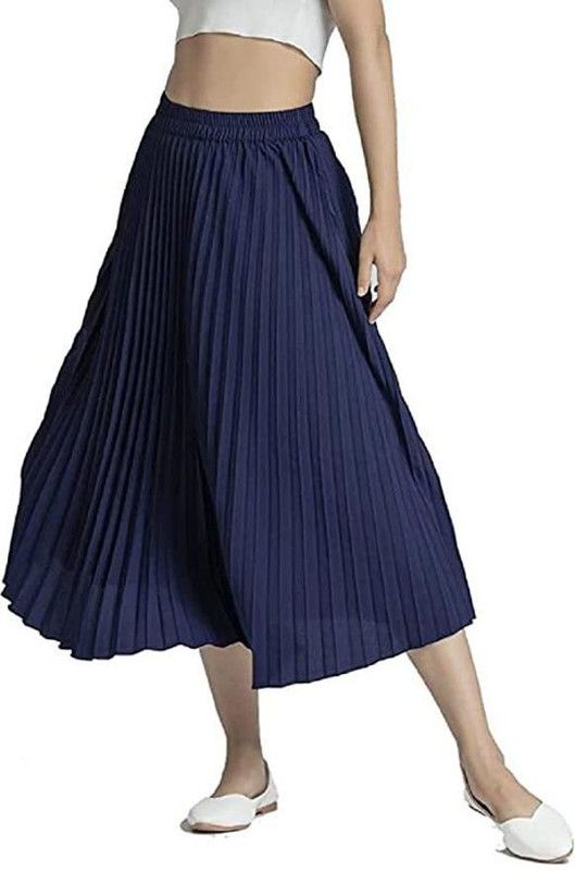 Women Striped Pleated Multicolor Skirt
