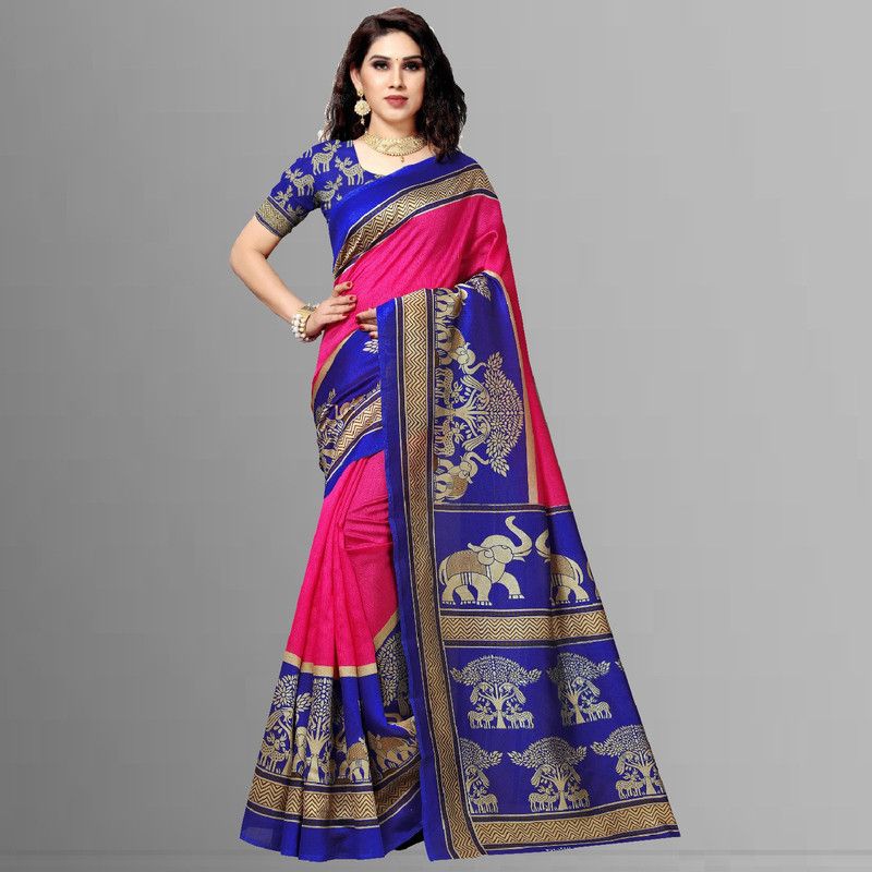 Printed Fashion Cotton Silk, Art Silk Saree  (Pink)