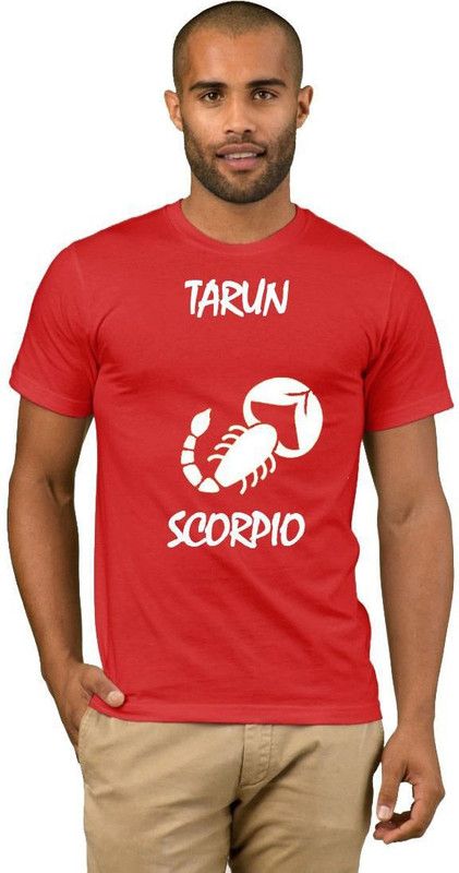 Tarun Zodiac Scorpio Style Fashion V10 Men Printed Round Neck Cotton Blend Red T-Shirt