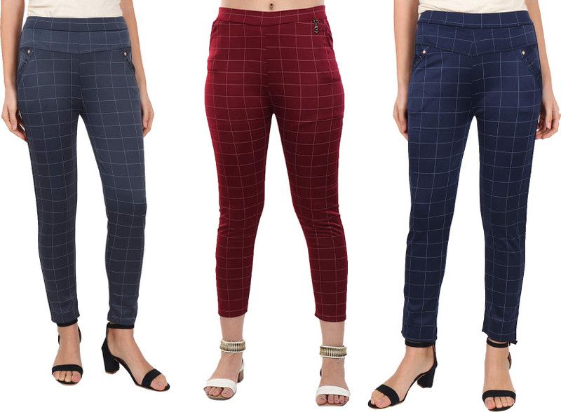 KOMAL Multicolor Jegging  (Checkered)