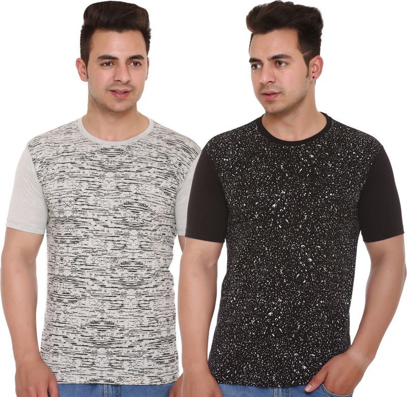 Boys Printed Polycotton T Shirt  (Multicolor, Pack of 2)
