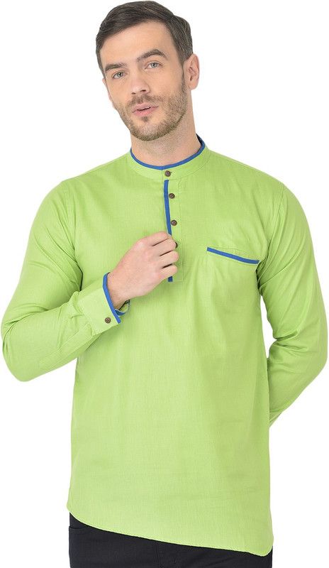 Men Solid Kurta  (Green)