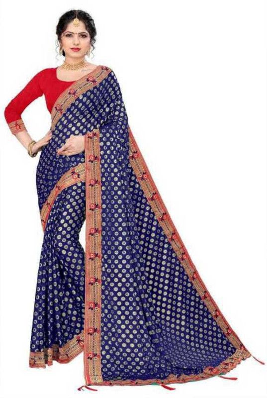 Printed Bollywood Lycra Blend Saree  (Dark Blue)