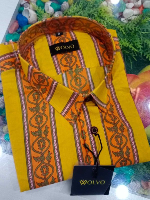 Men Graphic Print Casual Yellow Shirt