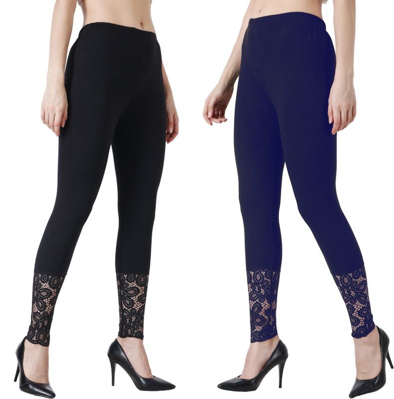 aakrushi Ankle Length Ethnic Wear Legging  (Black, Dark Blue, Solid)