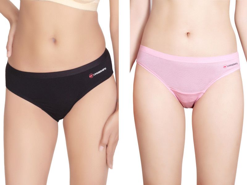 Pack of 2 Women Bikini Black, Pink Panty
