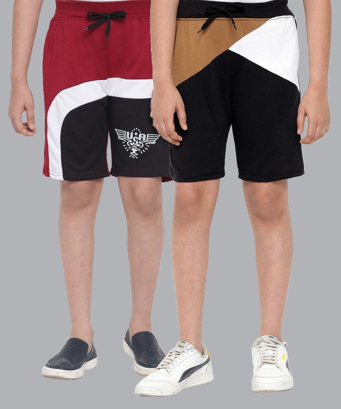 Short For Boys Casual Solid Polycotton  (Multicolor, Pack of 2)