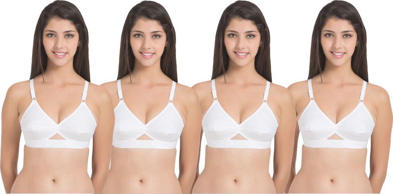 Pack of 4 Women T-Shirt Non Padded Bra  (White)
