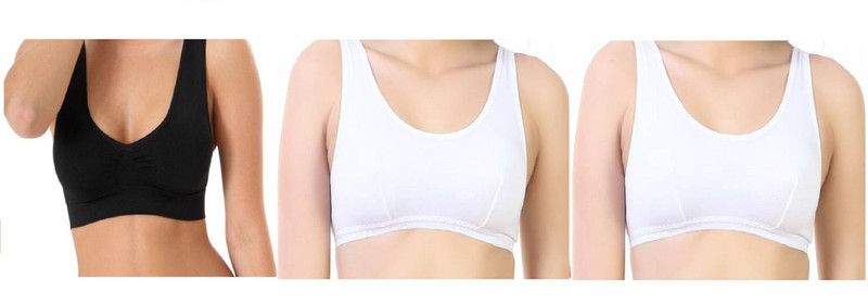 Pack of 3 Women Sports Lightly Padded Bra  (White, Black)