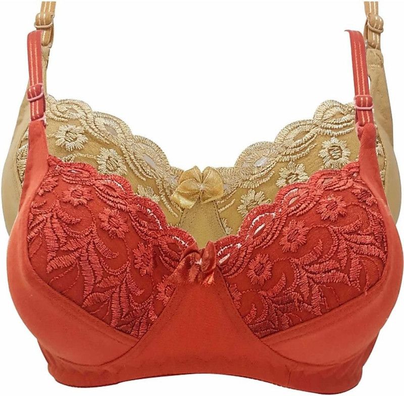 Women Sleep Bra Non Padded Bra  (Beige, Maroon)