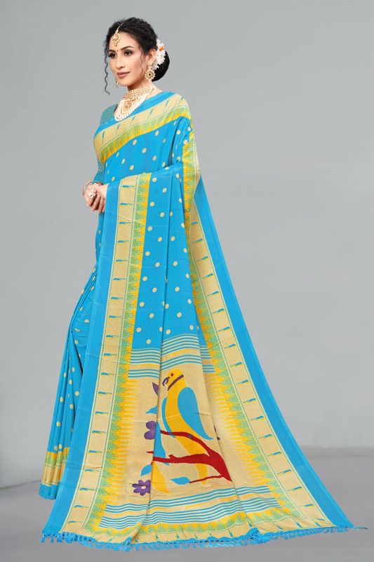 Kanjivaram Crepe Saree  (Light Blue)