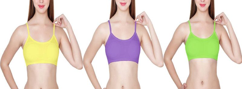 Pack of 3 Women Bralette Lightly Padded Bra  (Purple, Green, Yellow)