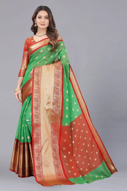 Woven Arani Pattu Art Silk Saree  (Light Green)