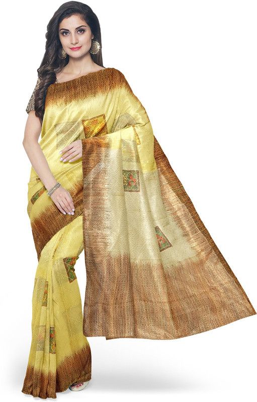 Digital Print Daily Wear Organza Saree  (Beige)