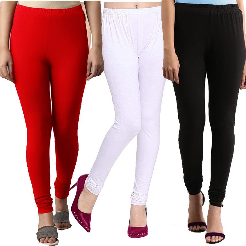 PRASUNS Churidar Western Wear Legging  (Black, White, Red, Solid)