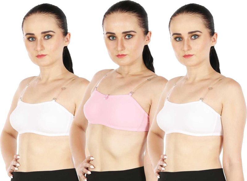 Pack of 4 Women Cami Bra Non Padded Bra  (White, White, Pink)