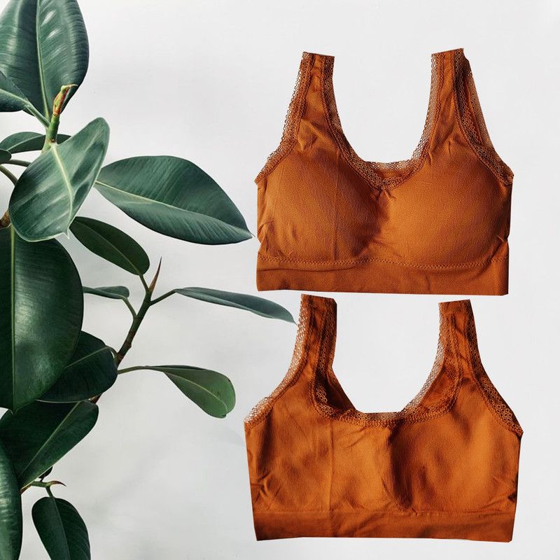 Women Sports Heavily Padded Bra  (Orange)