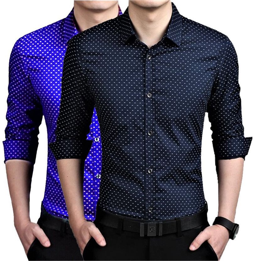 Men Slim Fit Printed Casual Shirt  (Pack of 2)
