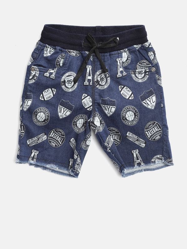 Short For Boys Casual Self Design Pure Cotton  (Dark Blue, Pack of 1)