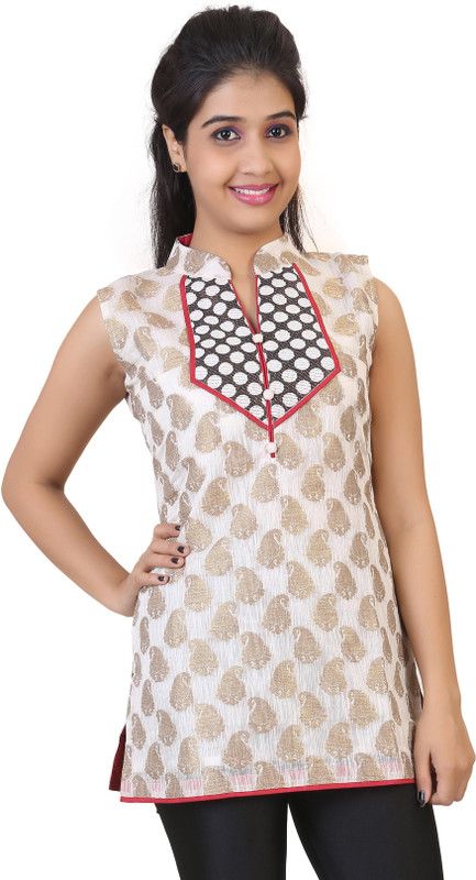 Casual Printed Women Red, Beige Top