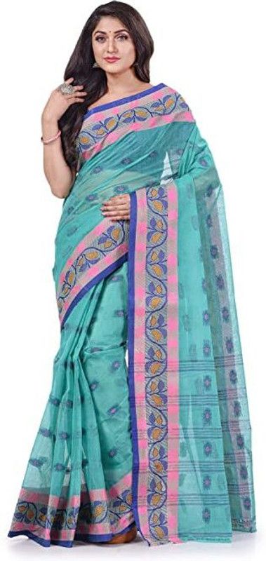 Woven Handloom Handloom Pure Cotton Saree  (Blue)