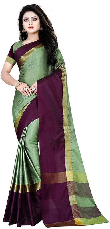 Self Design Assam Silk Silk Blend Saree  (Dark Green)