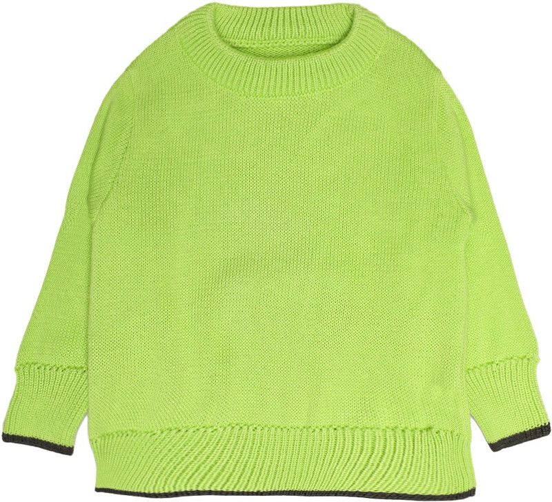 Baby Boys Solid Round Neck Light Green Sweater