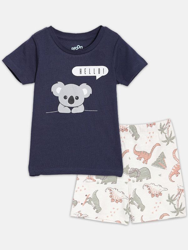 Baby Boys Casual T-shirt Shorts  (Dark Blue)