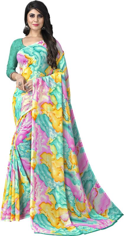 Daily Wear Georgette Saree  (Multicolor)
