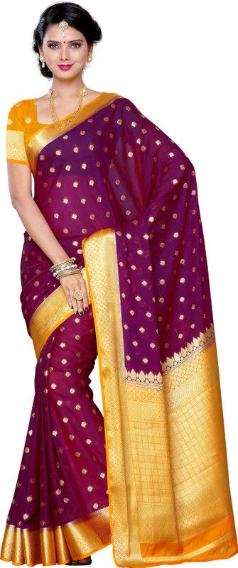 Embroidered Kanjivaram Crepe Saree  (Multicolor)