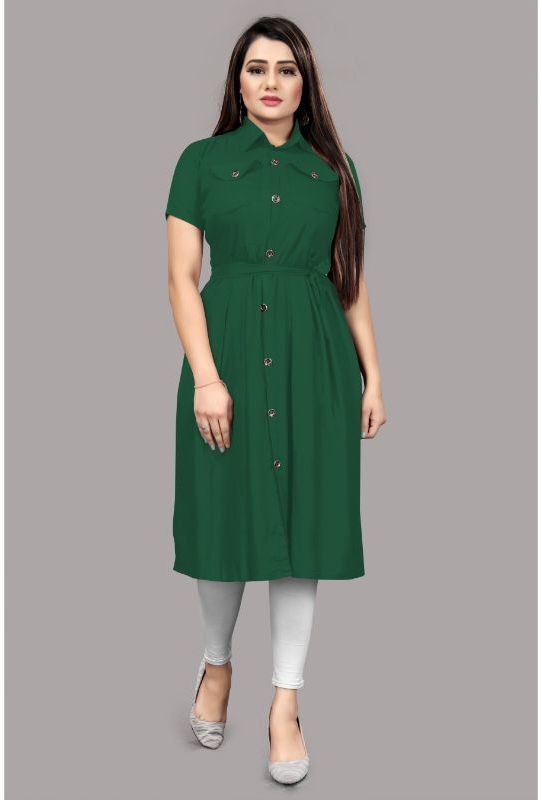 Women Solid Kurta  (Green)