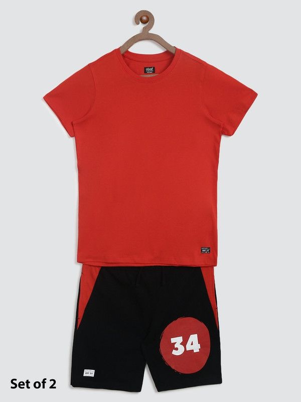 Boys Casual T-shirt Shorts  (Black)