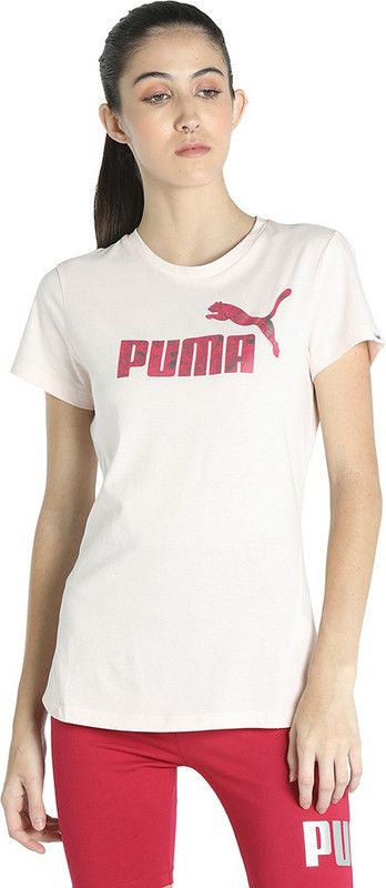 Floral Tee Women Printed Round Neck Cotton Blend Beige T-Shirt