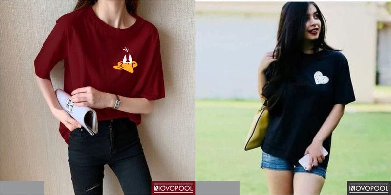 Printed Women Maroon, Blue T-Shirt  (Pack of 2)