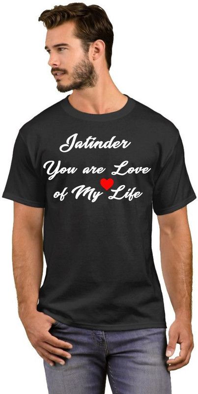 Jatinder Love of My Life Men Printed Round Neck Cotton Blend White, Black T-Shirt