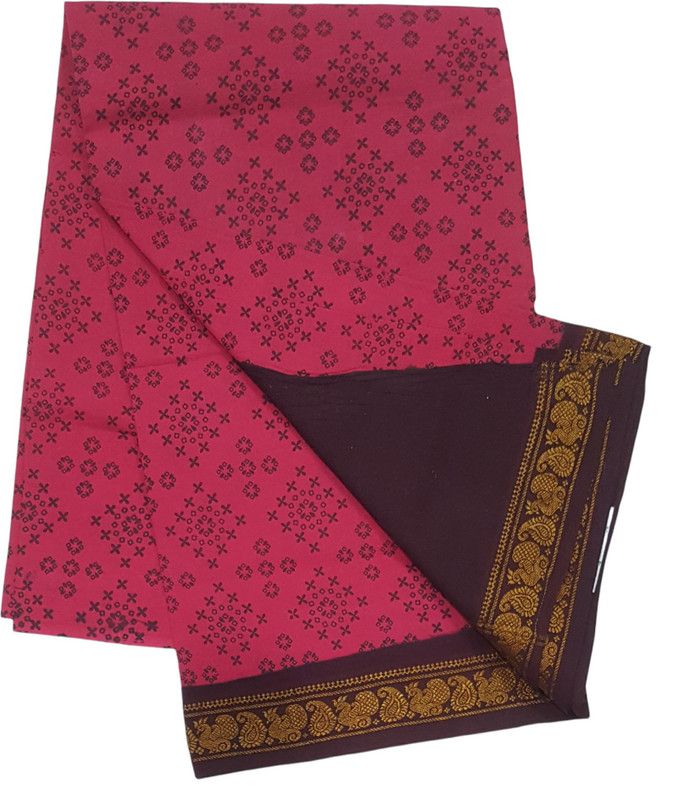 Chettinadu Pure Cotton Saree  (Pink)