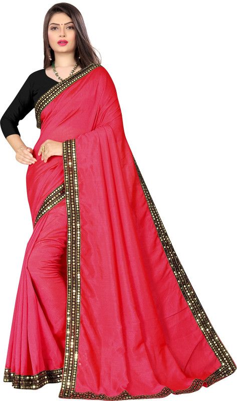 Temple Border Bollywood Art Silk Saree  (Pink)