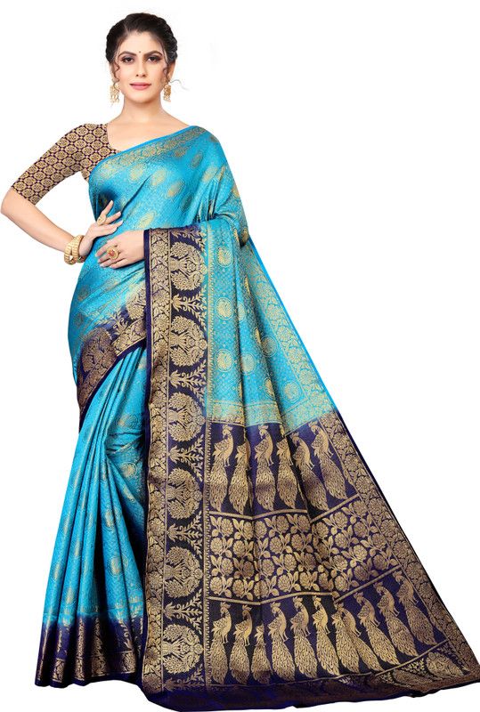 Dyed Daily Wear Nylon Saree  (Blue)