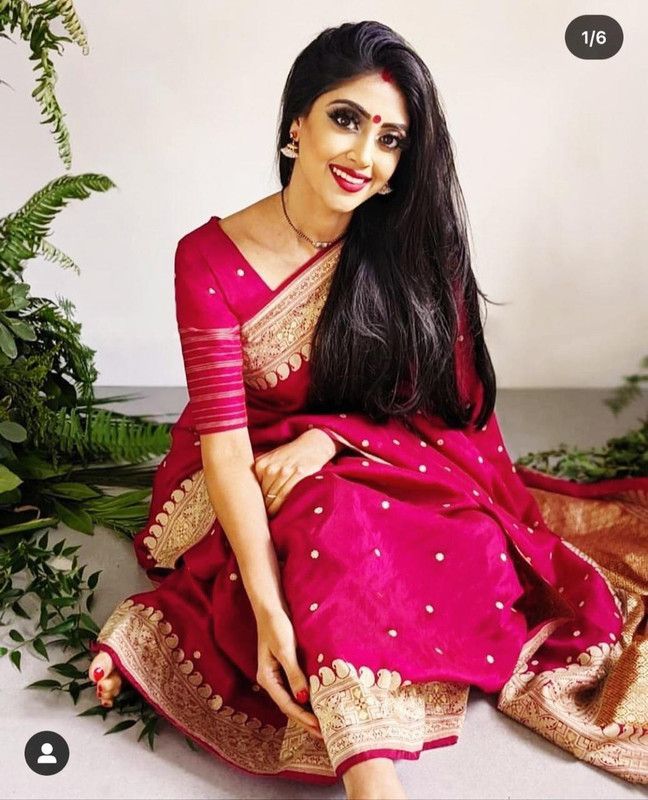 Woven Handloom Jacquard Saree  (Pink, Gold)