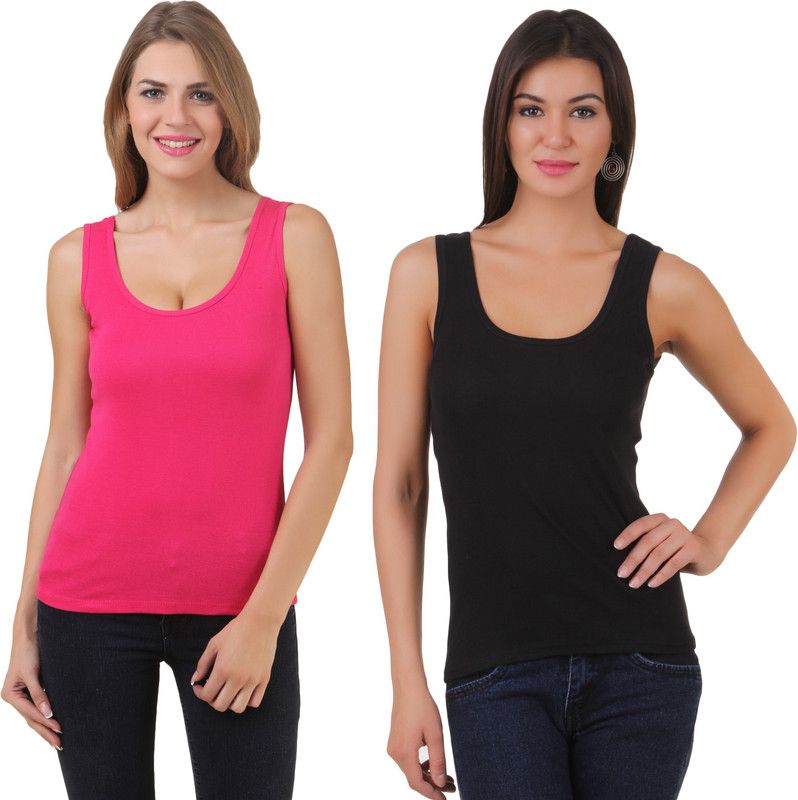 Women Pink, Black Tank Top/Vest