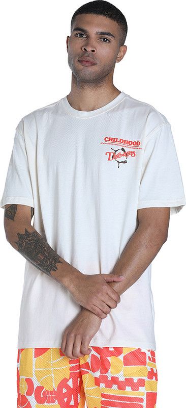 CHILDHOOD DREAMS Tee II Men Printed Round Neck Cotton Blend White T-Shirt