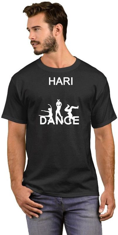 Hari Dance Men Printed Round Neck Cotton Blend White, Black T-Shirt
