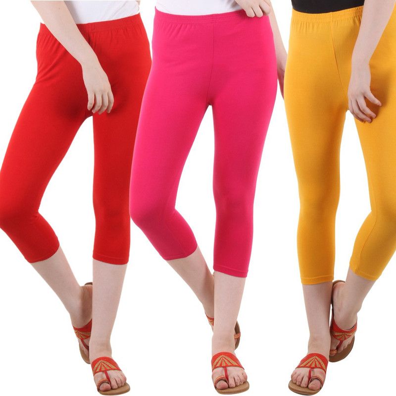 Women Red, Pink, Yellow Capri