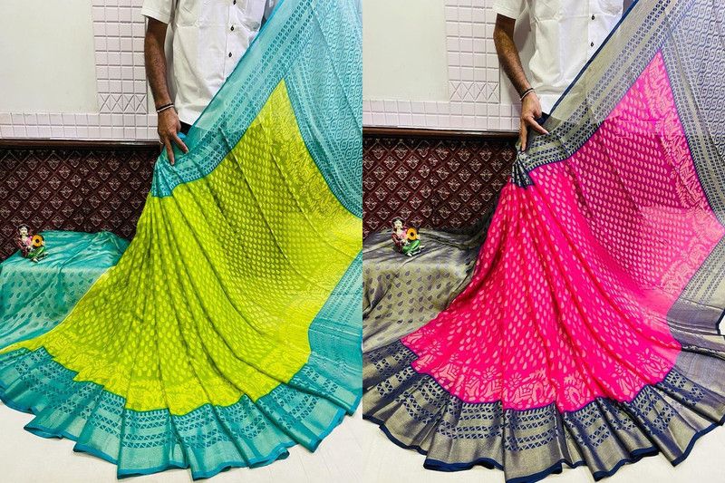Maheshwari Brasso Saree  (Pack of 2, Pink)