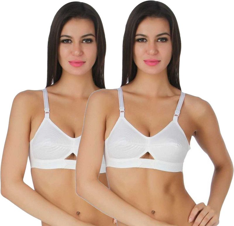 PIBU Bra Women Full Coverage Non Padded Bra  (White)