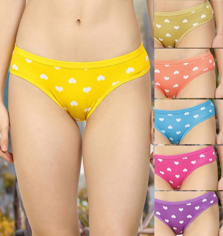 Pack of 6 Women Hipster Yellow, Beige, Orange, Blue, Pink, Purple Panty