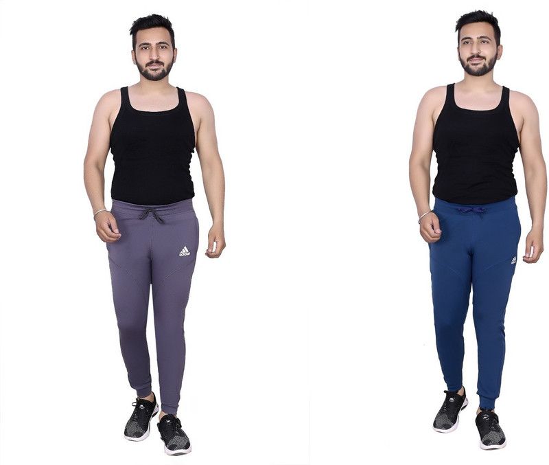 Pack of 2 Men Printed Blue, Purple Track Pants
